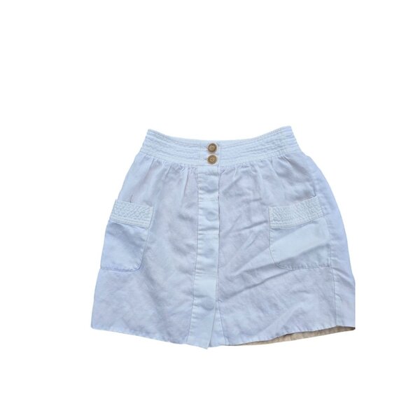 J.Crew White Linen-Blend Mini Skirt With Front Buttons & Pockets Womens Size 4 - Picture 1 of 5